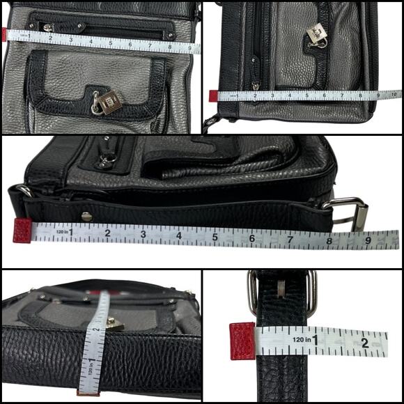 Chaps Crossbody Shoulder Bag Adjustable Strap Black & Gray - Picture 10 of 11